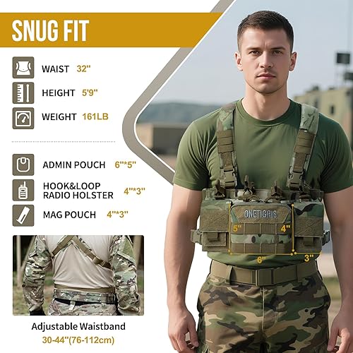 Miniatura 2 de ONETIGRIS Chest Rig, MOLLE Chest Rigs Tactical Chest Rig Dangler Pouch Utility Admin Pouch for Hunting Shooting Hiking Camocolor