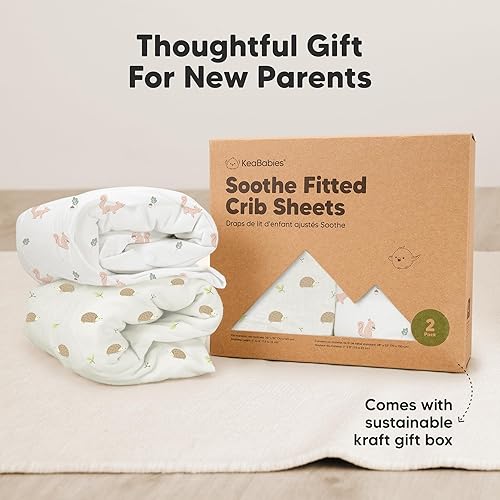 Vista 350 de KeaBabies - Juego de 2 sábanas orgánicas, unisex, suaves, 52 x 28 pulgadas, diseño neutro, de algodón jersey transpirable, con estampados adorables