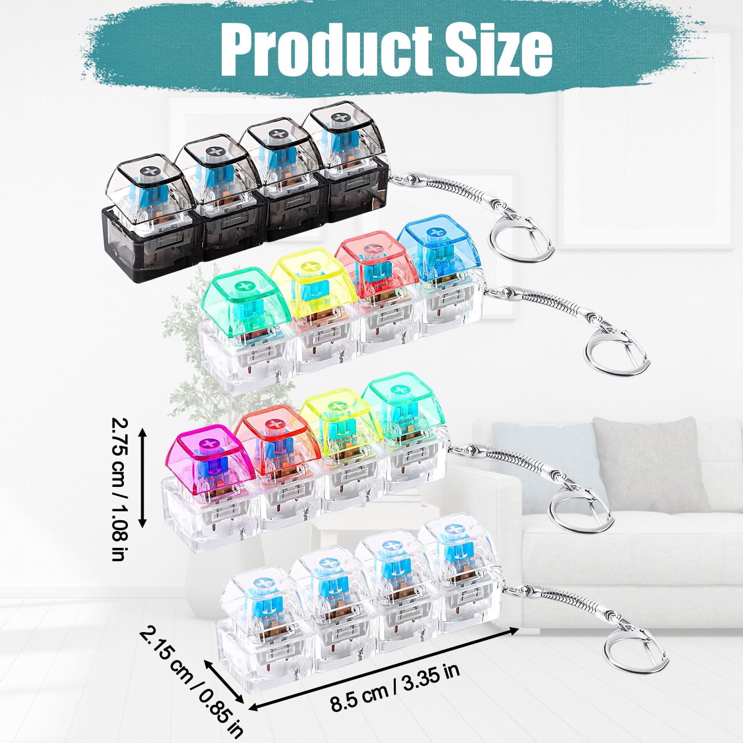 4-Piece Transparent Clear Keyboard Fidget Toy, Clicky Keyboard Sensory Clicker - Image 4