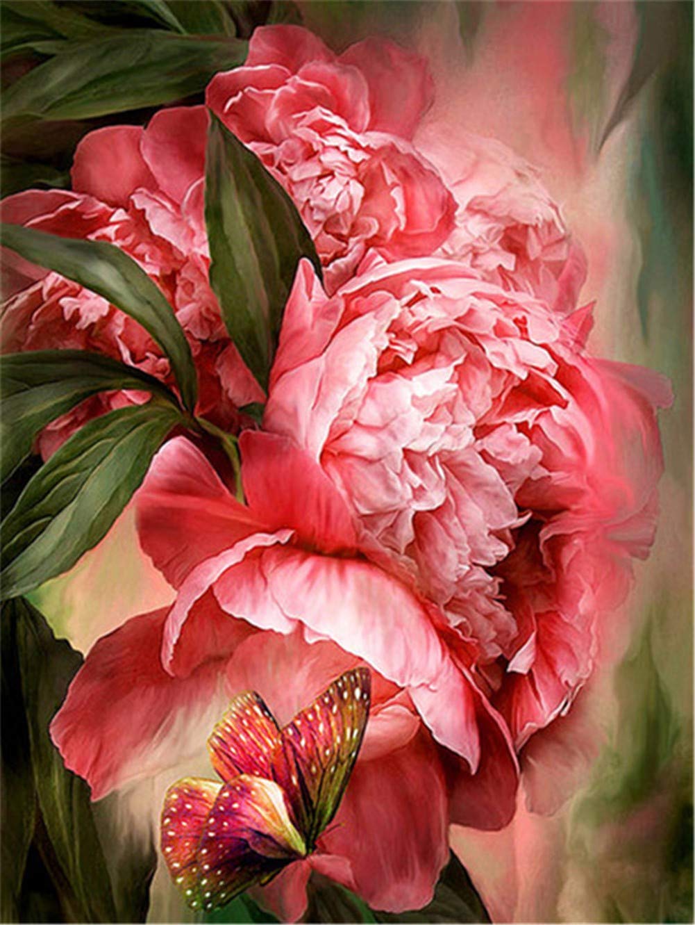 Kit Broderie Diamant 5D Papillon Rose Grand Format 70x90cm | Diamond Painting Strass Carré