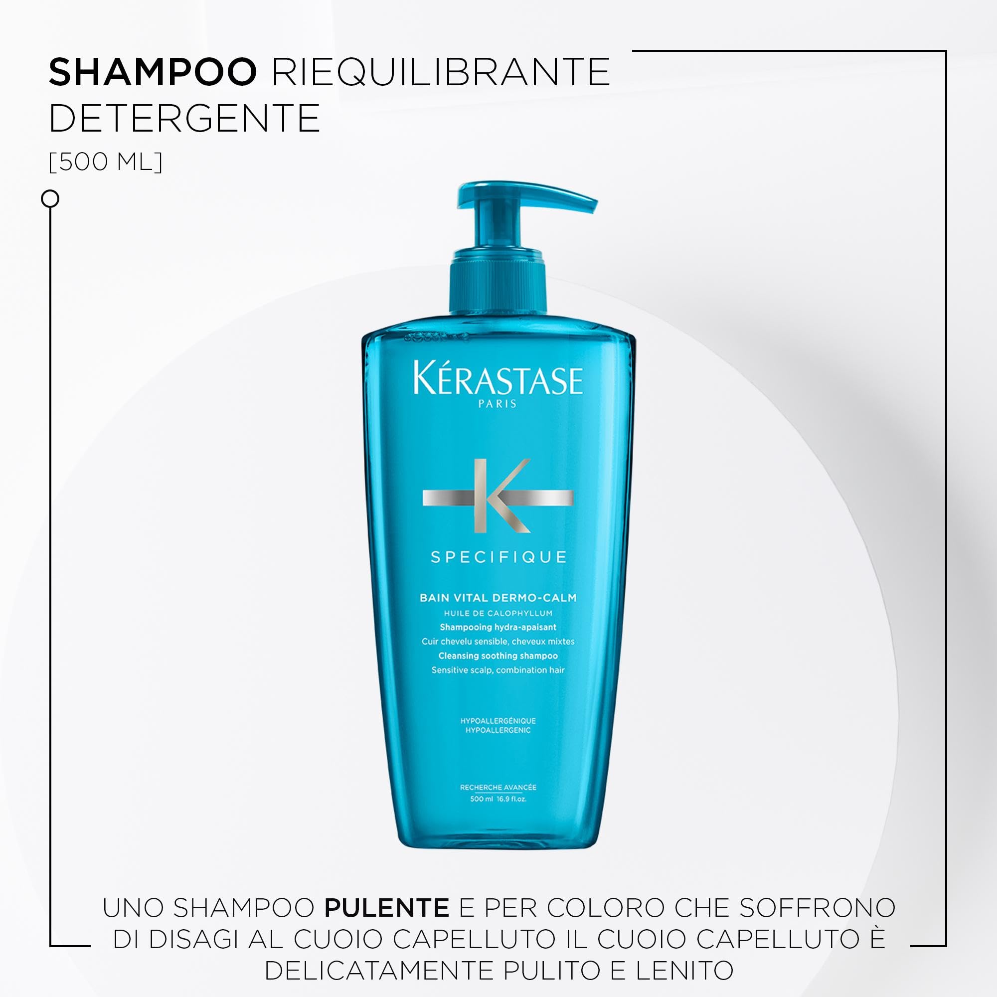 Kérastase, Spécifique Dermo-Calm, Shampoo Idra-Lenitivo, Per Cuoio Capelluto Sensibile, Bain Vital, 500 ml