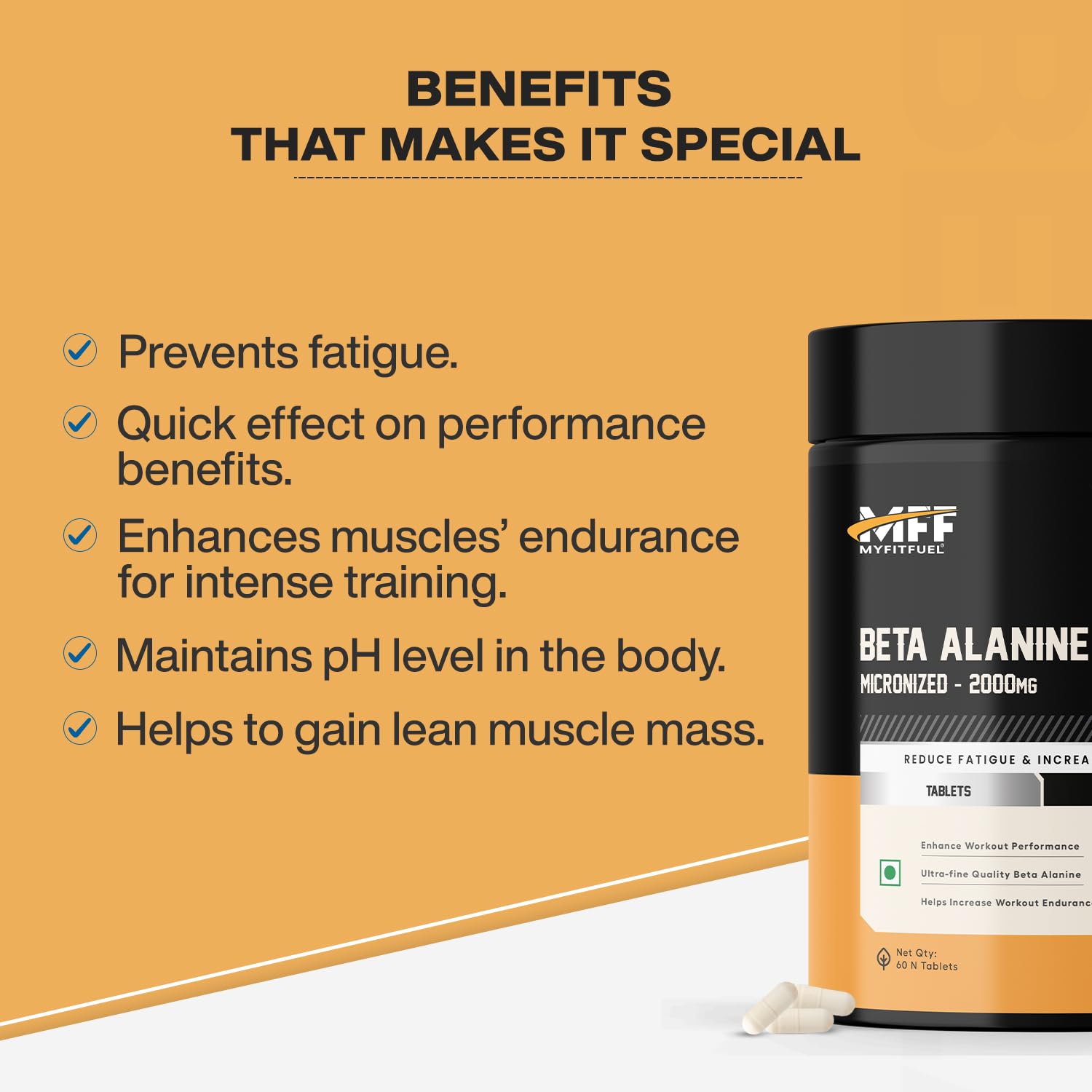 MyFitFuel Beta Alanine (2000 mg) 60 Tablets 1