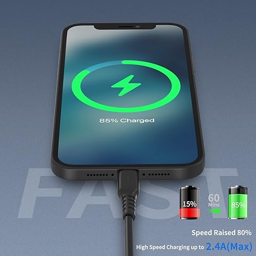 Miniatura 4 de Cable de carga para iPhone de 1 pie, paquete de 5 cables cortos USB A a Lightning de 12 pulgadas, cable de carga Apple certificado MFi de carga