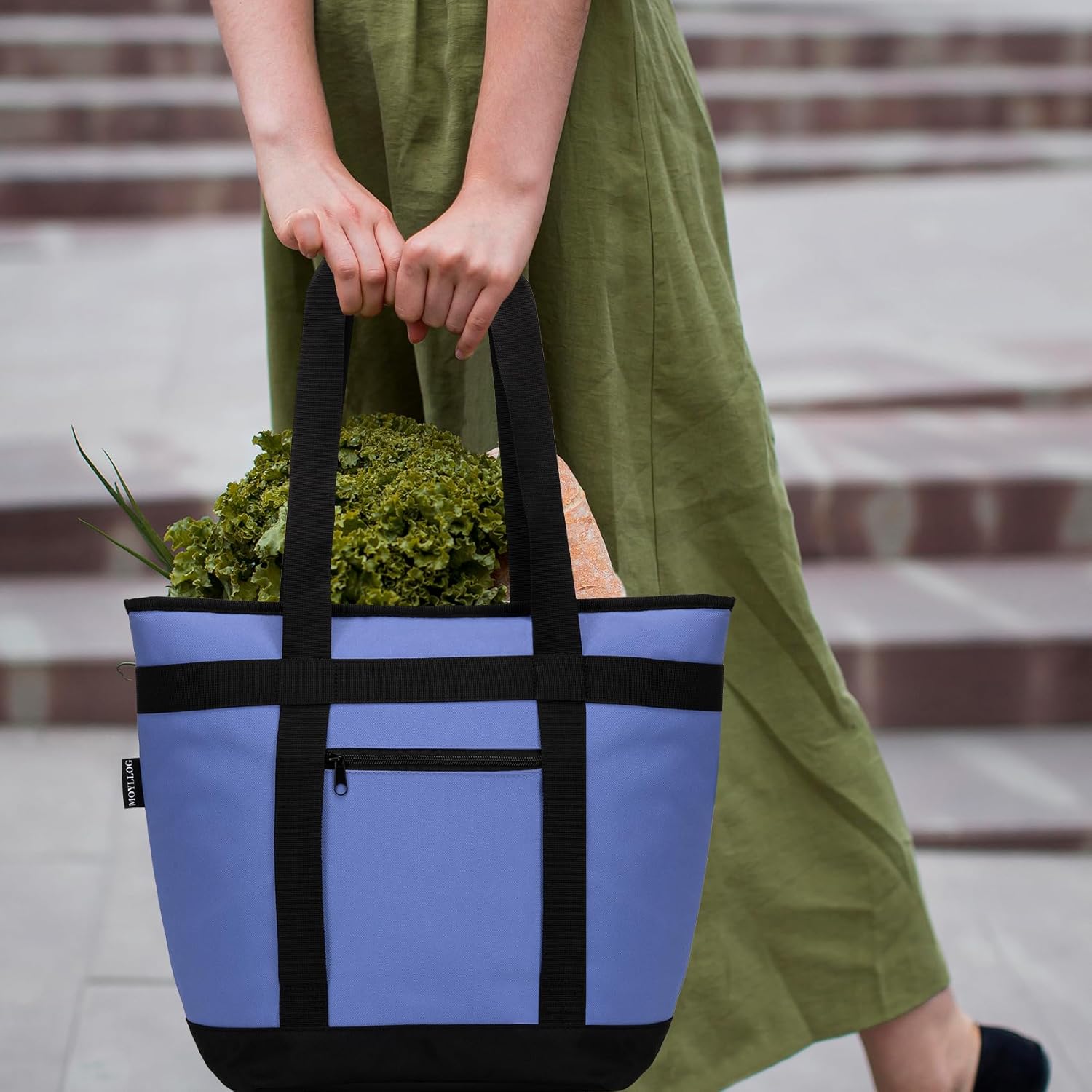 Insulated Cooler Bag, Reusable Grocery Bags for Hot/Cold Food, Thermal Food Delivery Bag for Beach, Travel, Picnics - Image 7