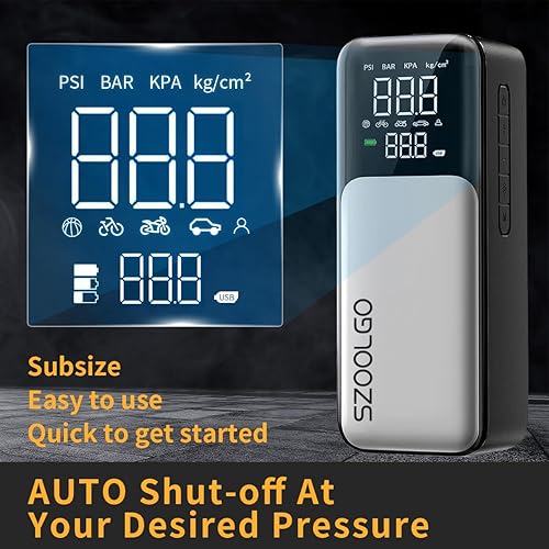 Miniatura 4 de Infladores de neumáticos inalámbricos, 150 Psi y 6000 mAh, compresor de aire portátil con pantalla LCD y luz LED, bomba de aire para neumáticos de