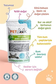 Petlook Kedi Kumu Koku Giderici Aktif Karbon Katkılı Kokusuz 300 gr (KOKUSUZ)