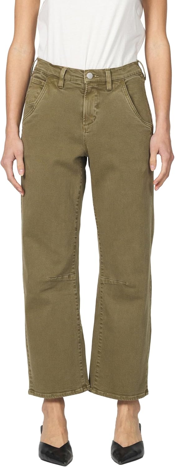 DEAR JOHN Lasso Women's Barrel Leg Jeans High Rise Comfort Stretch Classic Denim - Olive Branch - 30