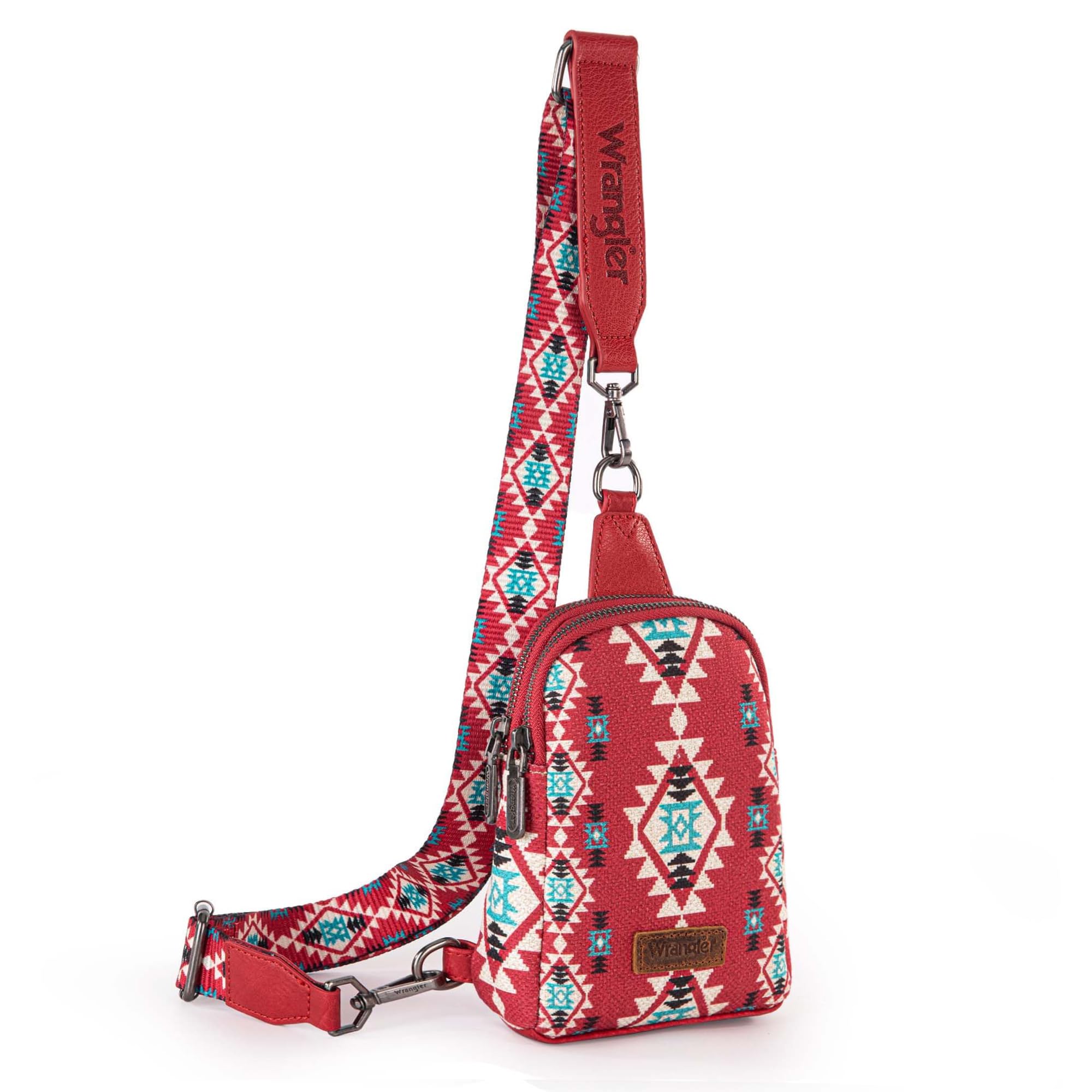 Wrangler Small Sling Bag for Women, Leather Crossbody Bags Cross Body Purse Fanny Packs with Adjustable Strap for Gift