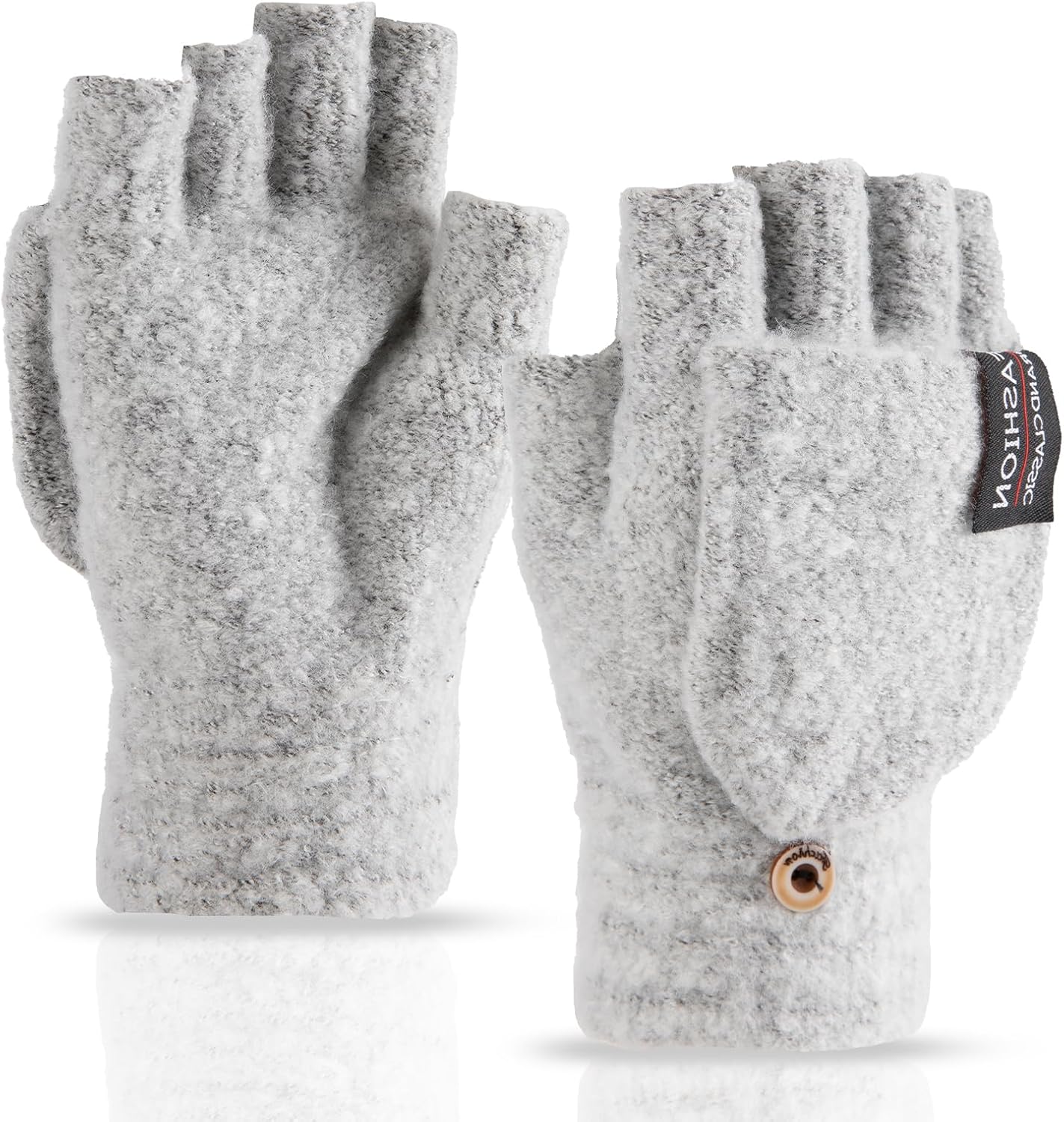 Winter Convertible Mittens Fingerless Gloves for Men and Women Warm Half Finger Glove with Flip Texting Driving