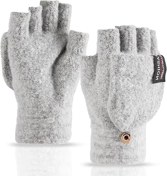 Winter Convertible Mittens Fingerless Gloves for Men and Women Warm Half Finger Glove with Flip Texting Driving