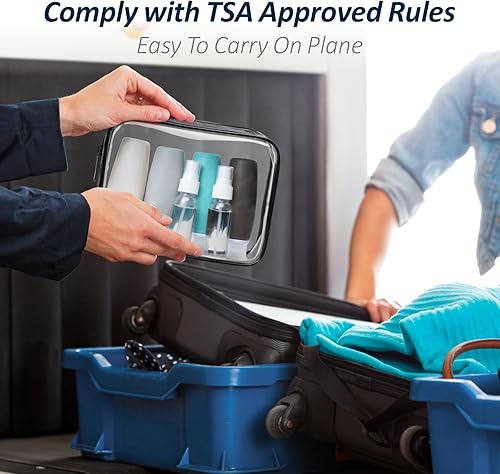 Miniatura 2 de PACKISM TSA Approved Toiletry Bag with Bottles - Travel Essentials 8 Pack Leakproof 3.4oz Silicone Travel Bottles for Toiletries, Shampoo