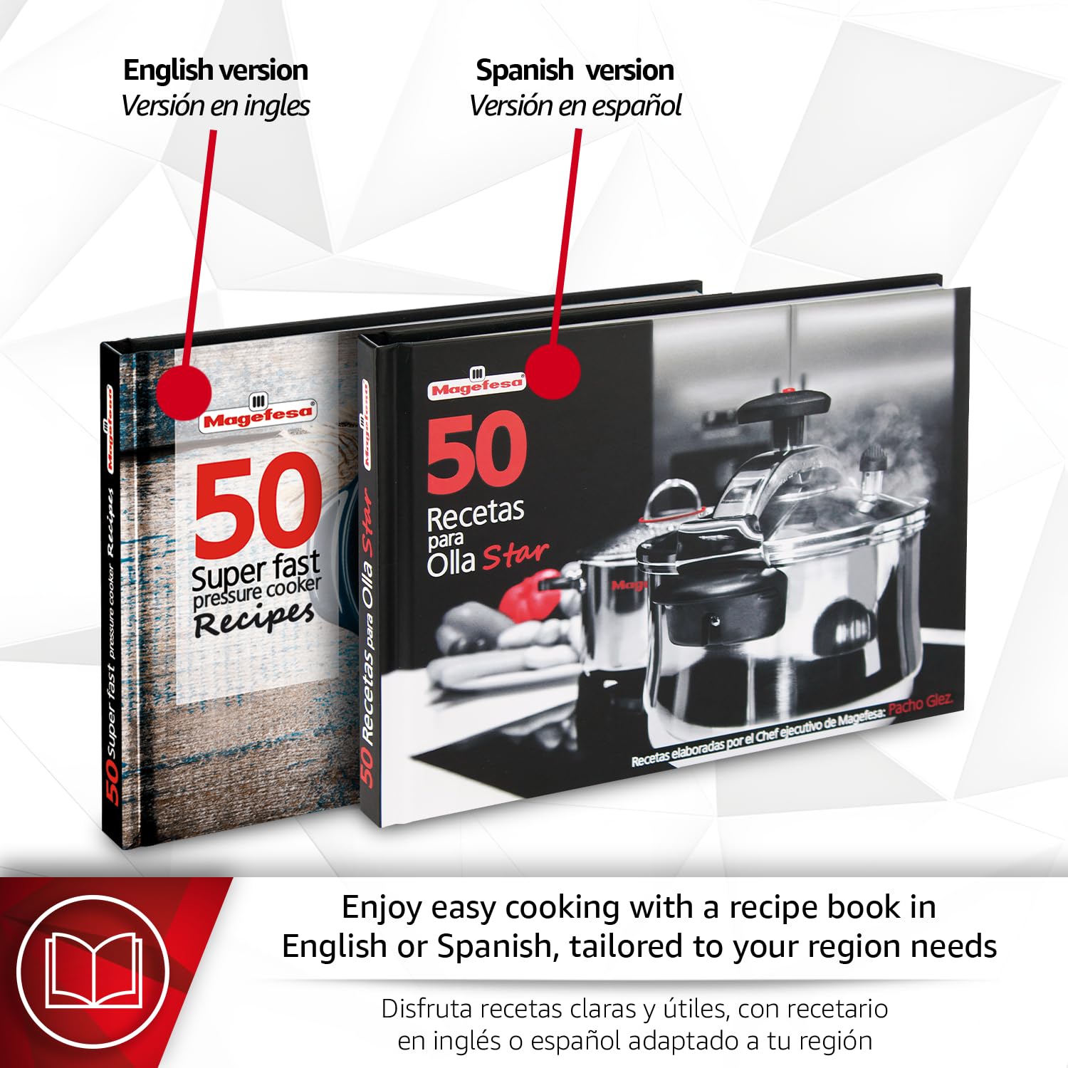 Magefesa Star Recta - Pack Exclusivo Olla Express Tradicional 4 Litros + Cestillo + Libro de Recetas, Acero Inoxidable 18/10, Apta para Inducción