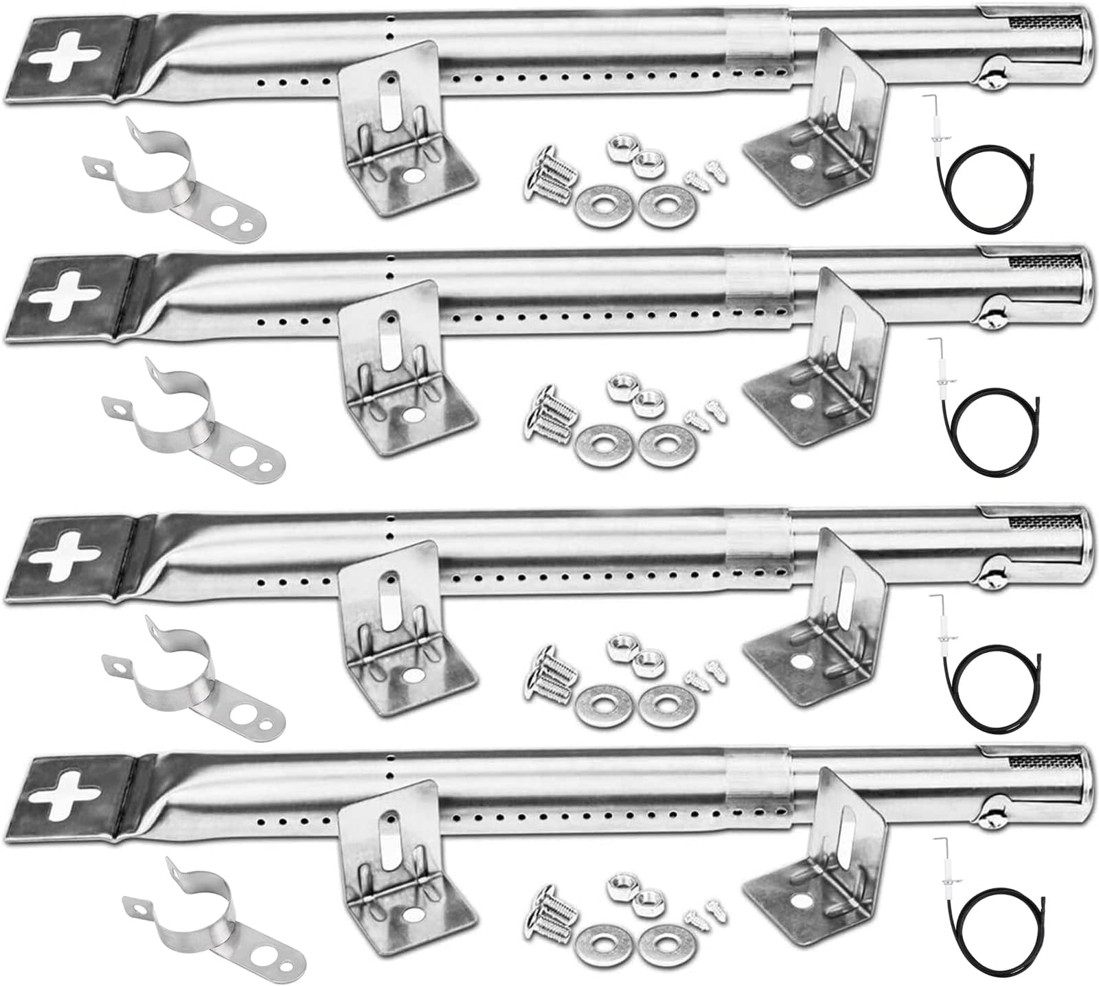 30.5 to 44.5CM Adjustable Burner for Charbroil, Outback, CosmoGrill, Blooma Ultar, Berkley, Uniflame, Napoleon, Universal Grill Burner Tube spare parts for most BBQ Gas Grills, 4 Pack