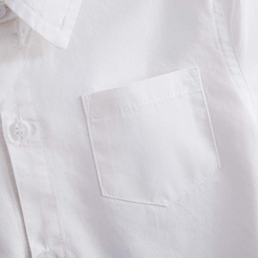 Spring&Gege Chicos Uniforme Manga Corta Abotonar Camisa para Niño (3-14Años)