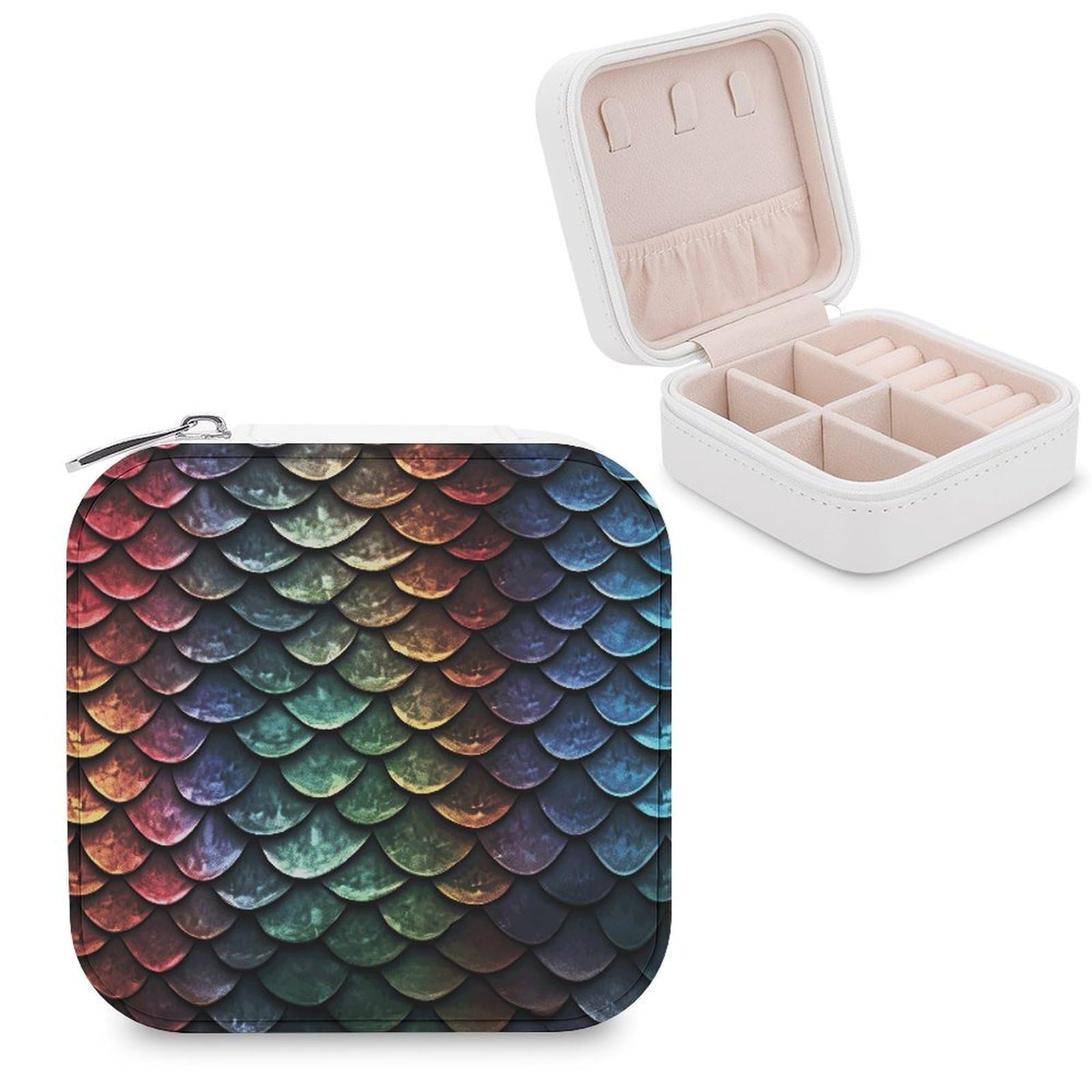 VstaDank Dragon Scale Jewelry Box Exquisite Leather Jewelry Organizer Portable Trinket Organizer Fashion Travel Jewelry Case for Rings Earrings Necklaces Unique Gifts for Women