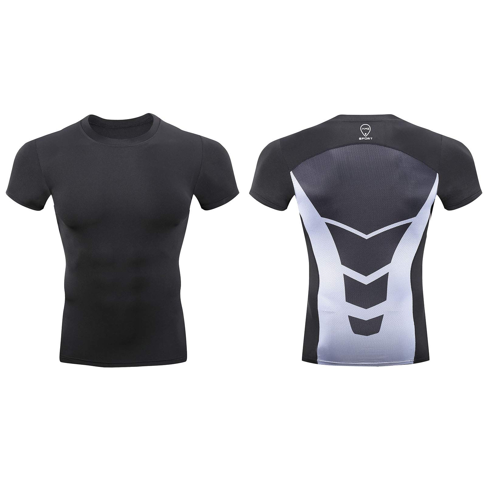 AMZSPORT Camiseta De Manga Corta de Compresión Ropa Deportiva Base Layer para Correr