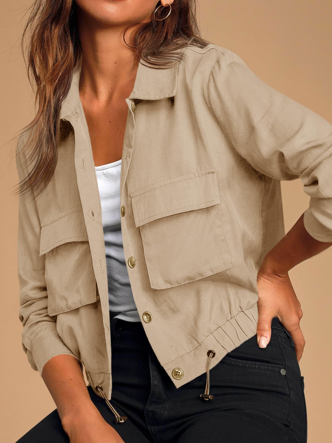 Cicy Bell Veste mi-saison pour femme - Veste courte pour le printemps - Veste d'été légère - Parka courte - Veste d'automne