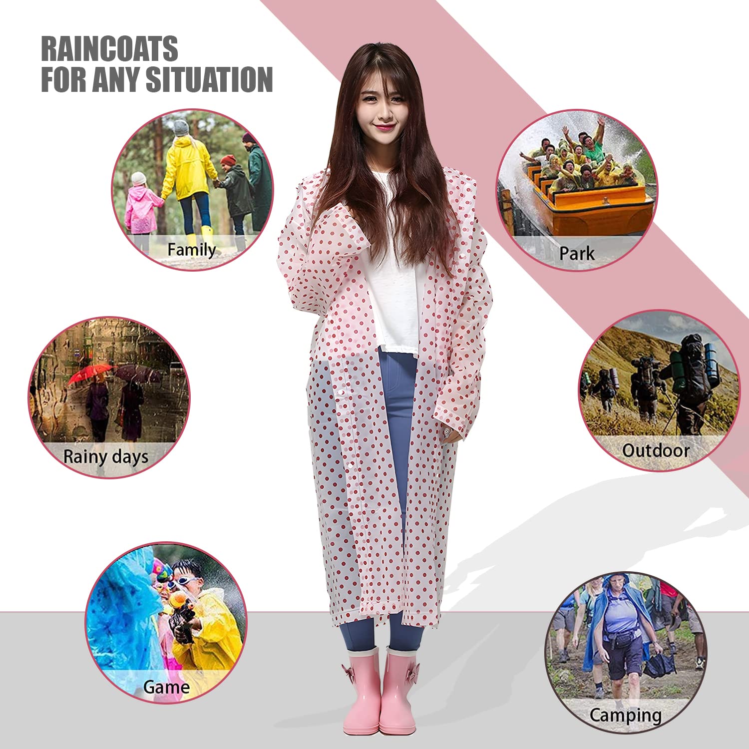 HACER EVA Rain Coat Waterproof with Hood Transparent Waterproof Rainwear Bike Rainsuit for Men & Women (Universal Size, Random Colors) 2