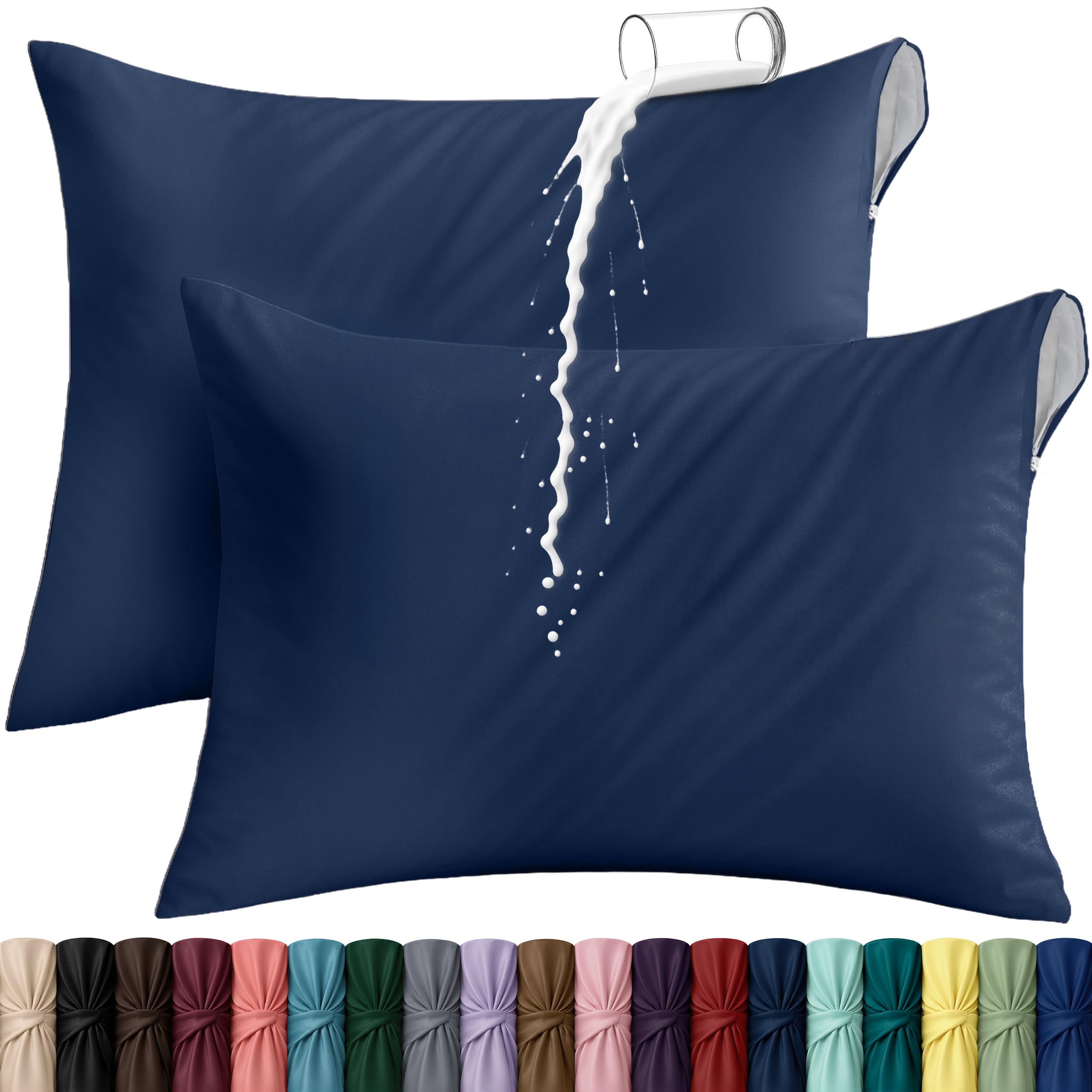 Set of 2 Pillow Protectors with Zipper King Size, Pillow Covers