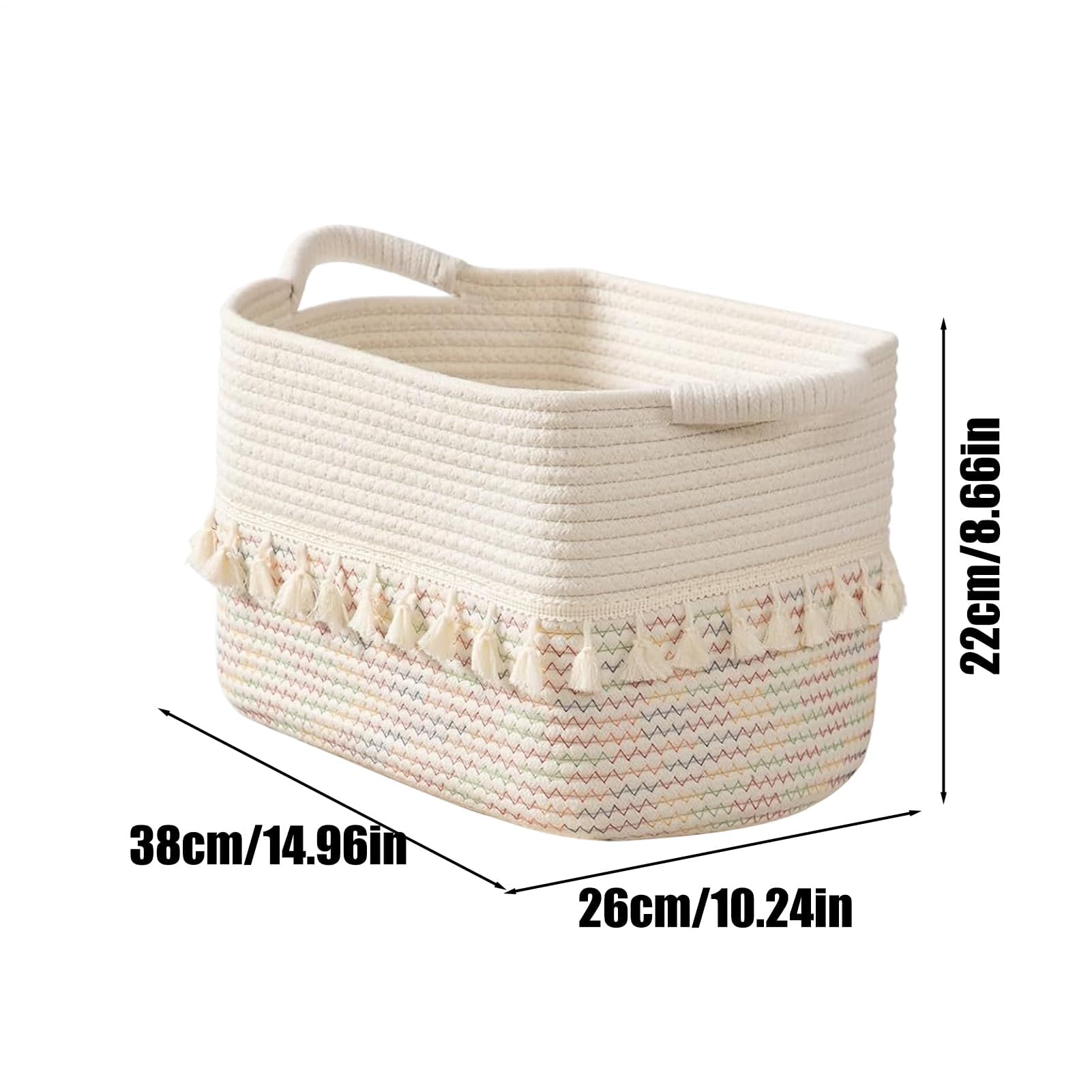 MRKU Cesta de Almacenamiento rústica para Cocina con Asas - Algodón Tejido para estantes, Juguetes, Mantas, Toallas, Libros, Armario, lavadero, baño, despensa.