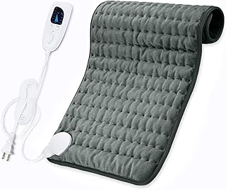 Kipiea 30"x16" Extra Large Electric Heating Pad - 6 Adjustable Temperature Settings - Auto Shut Off, for Shoulders/Neck/Abdomen/Back/Limbs, etc. (Dark Gray)