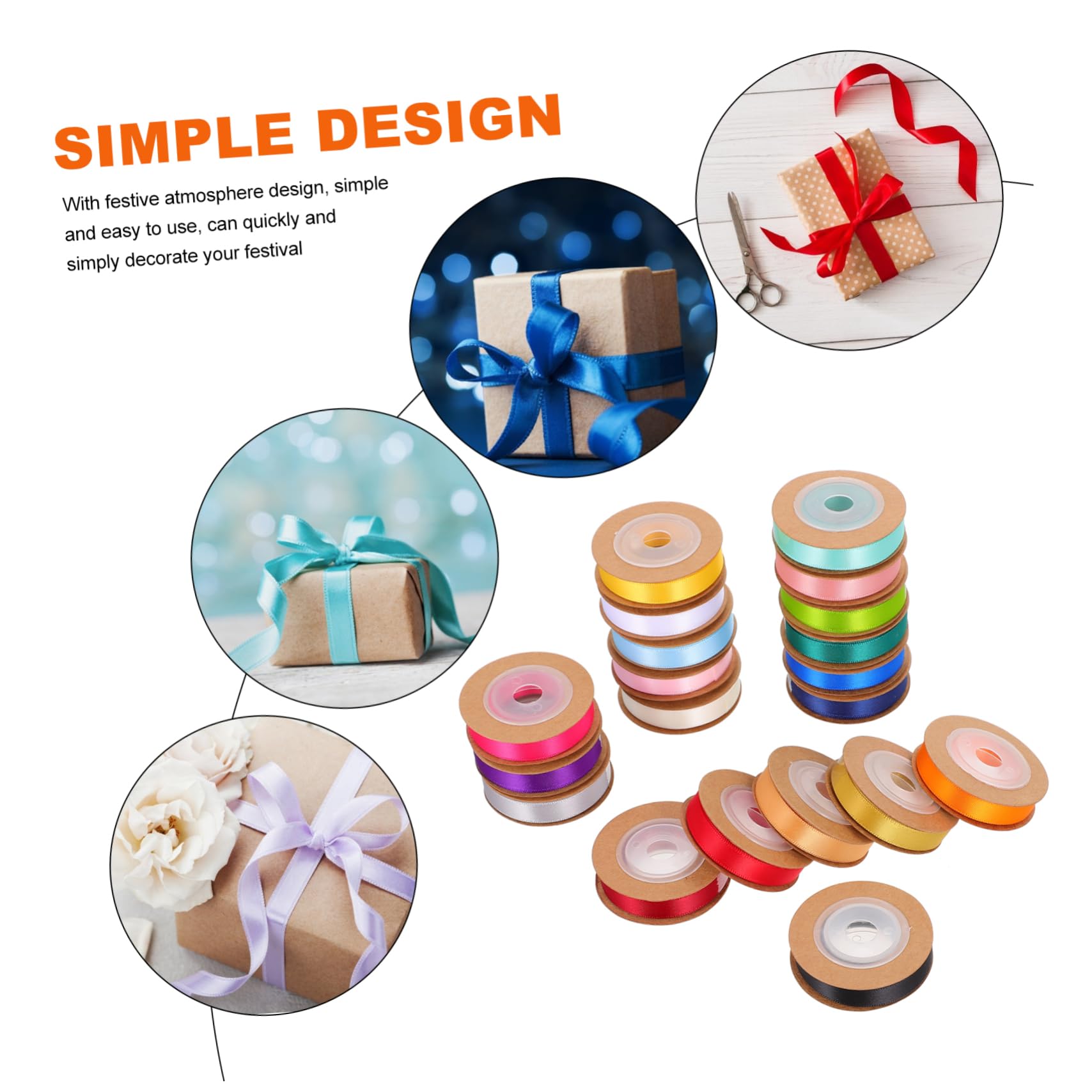 Housoutil 20 Nastro Decorativo Poliestere Doppio Set per Confezioni Regali Decorazioni Feste e Matrimoni Facile da Usare e Conservare