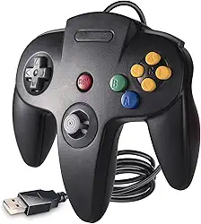 kiwitatá Controlador USB clássico N64, retrô N64 Bit USB com fio, controle de jogos para PC, Windows PC, Mac e Raspberry Pi 3, preto