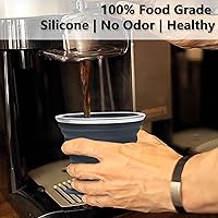 Vista 5 de Litoexpe Paquete de 4 vasos de viaje plegables de silicona portátiles con tapas, gris oscuro, rosa, azul marino y verde azulado, capacidad de 9.22