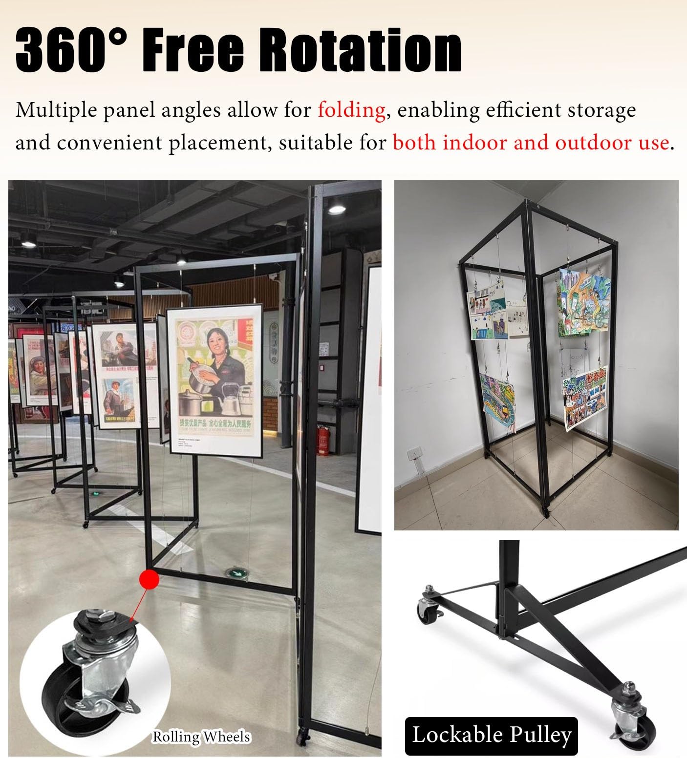 Soporte plegable para exposición, soporte de exhibición de obras fotográficas independientes, soporte móvil para carteles publicitarios