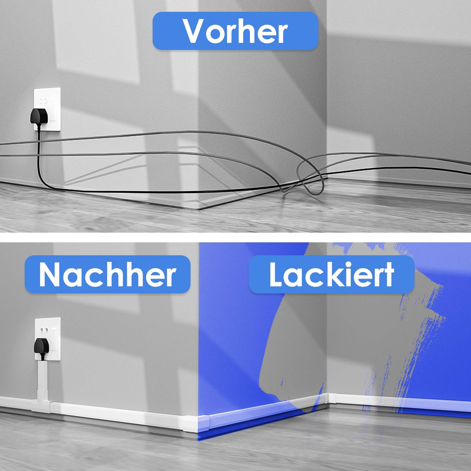 kinkaivy Kabelkanal, 2.4M (6 Stück - 30x17 mm) Kabelkanal Selbstklebend Weiß, PVC Kabelkanäle TV, Kabelabdeckung um Kabels für Computer zu Hause oder im Büro zu Verstecken