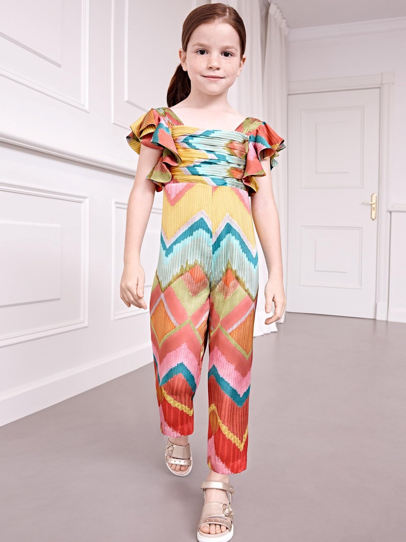 Abel & Lula Jumpsuit Satin gemustert für Mädchen Fuchsia