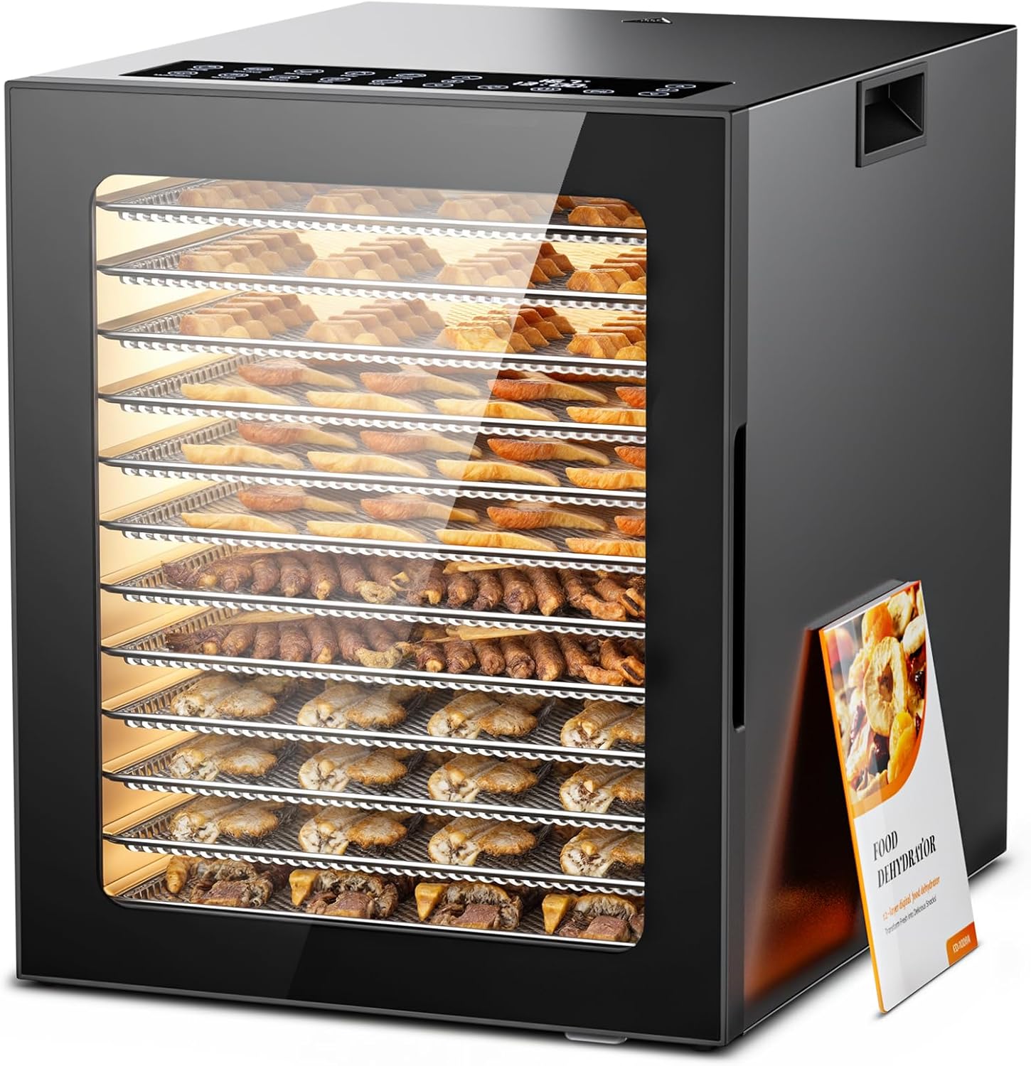 Food Dehydrator, 12 Stainless Steel Trays in 850W Electric Dehydrator Machine, 48 Hour Digital Timer and 165°F Temperature Control, Food Dryer for Jerky, Dog Treats, Herbs, Meat, Fruit and Veggies Silver + Dark Black