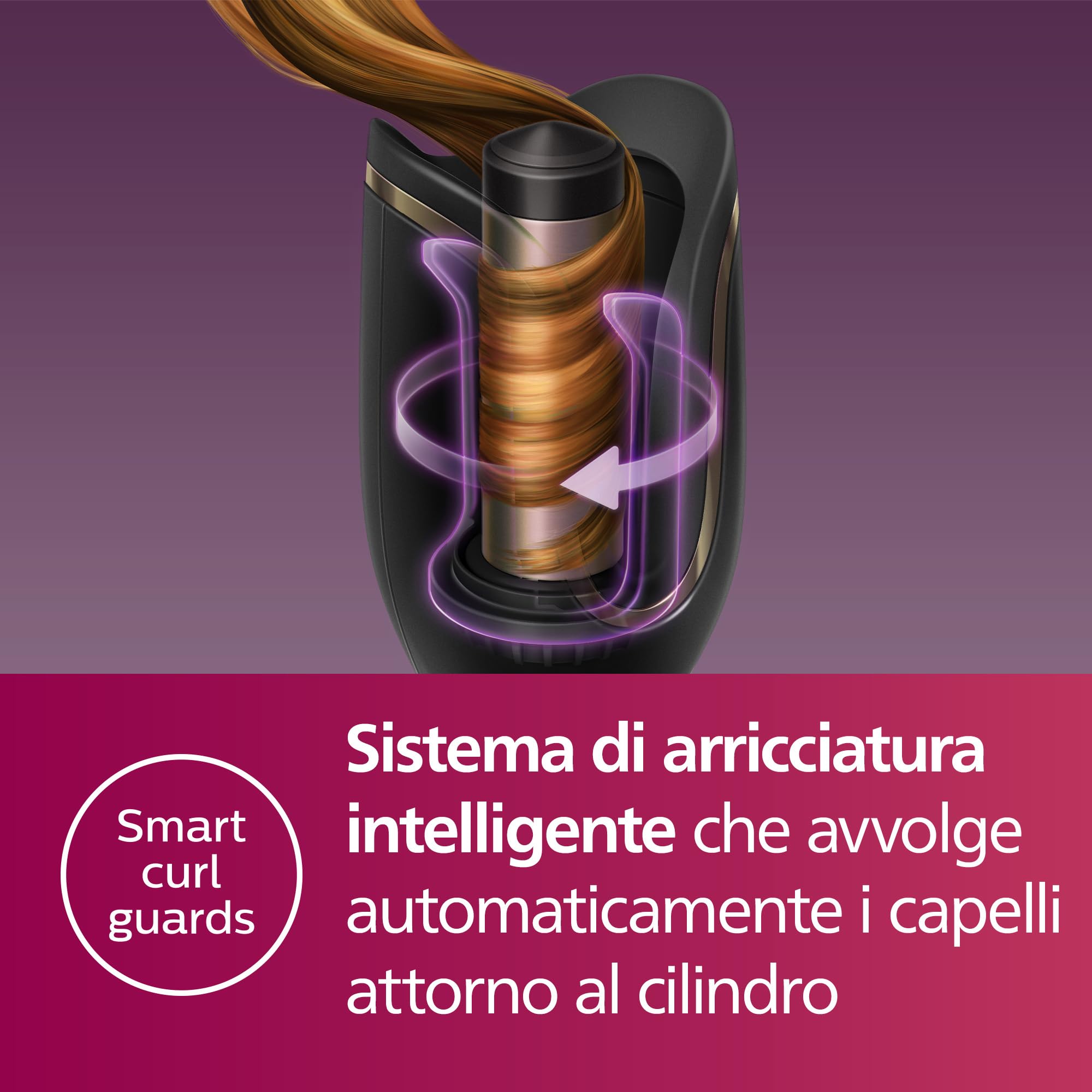 Philips Auto Curler 8000 Series, arricciacapelli, 27 diverse opzioni di styling, nero, modello BHB876/00