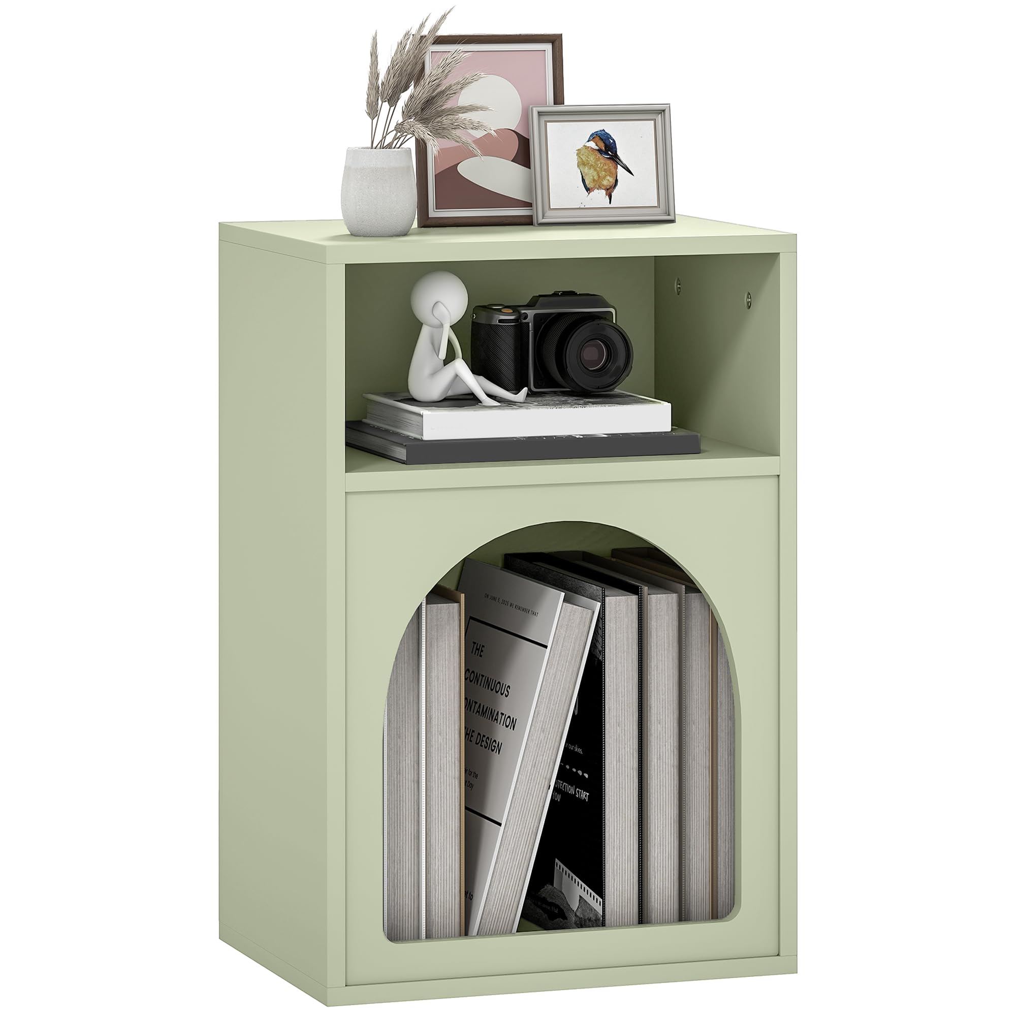 HOMCOM 2 Shelf Bedside Table Light Green