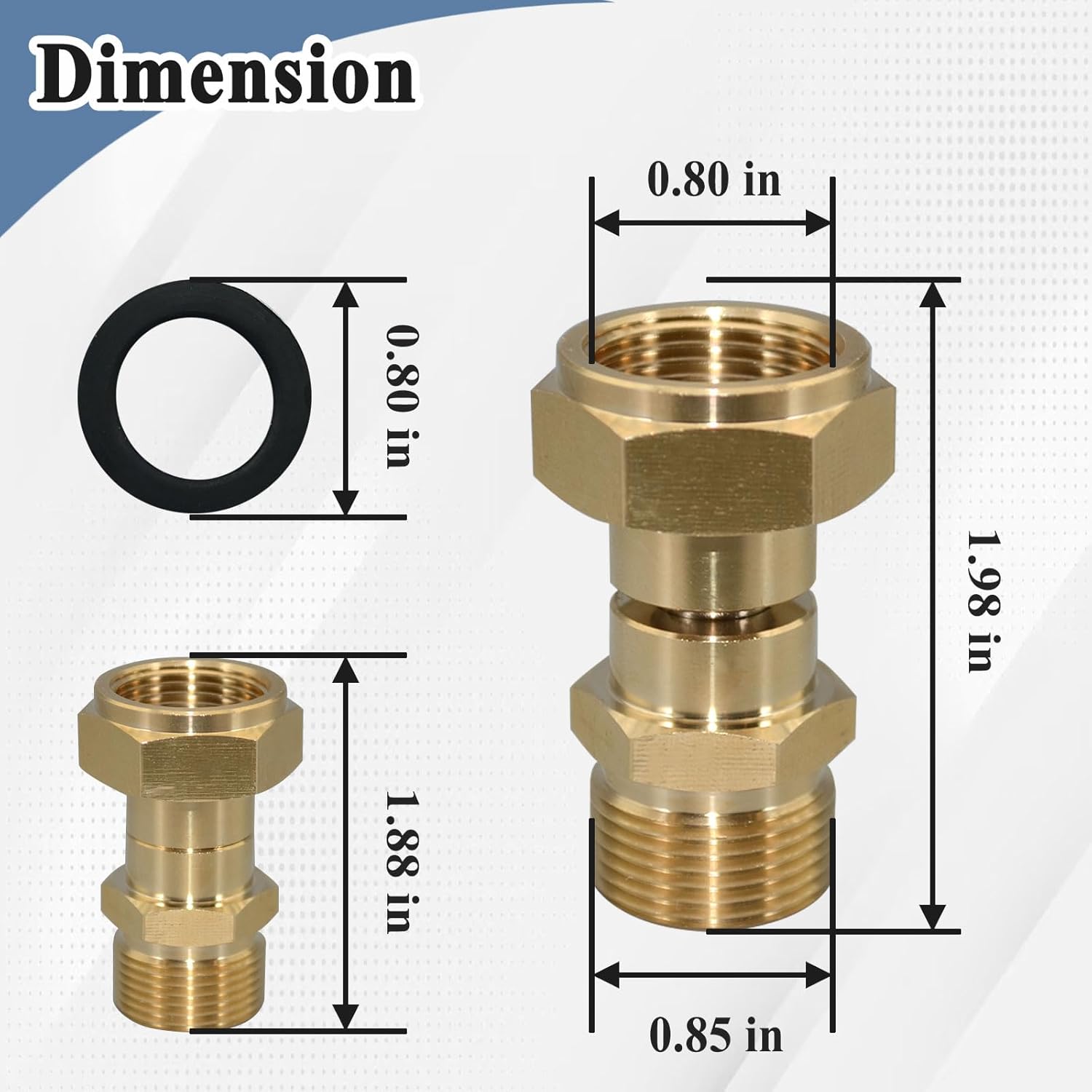 Pressure Washer Hose Swivel Joint, M22 14mm Anti Twist Fitting, 3000 PSI