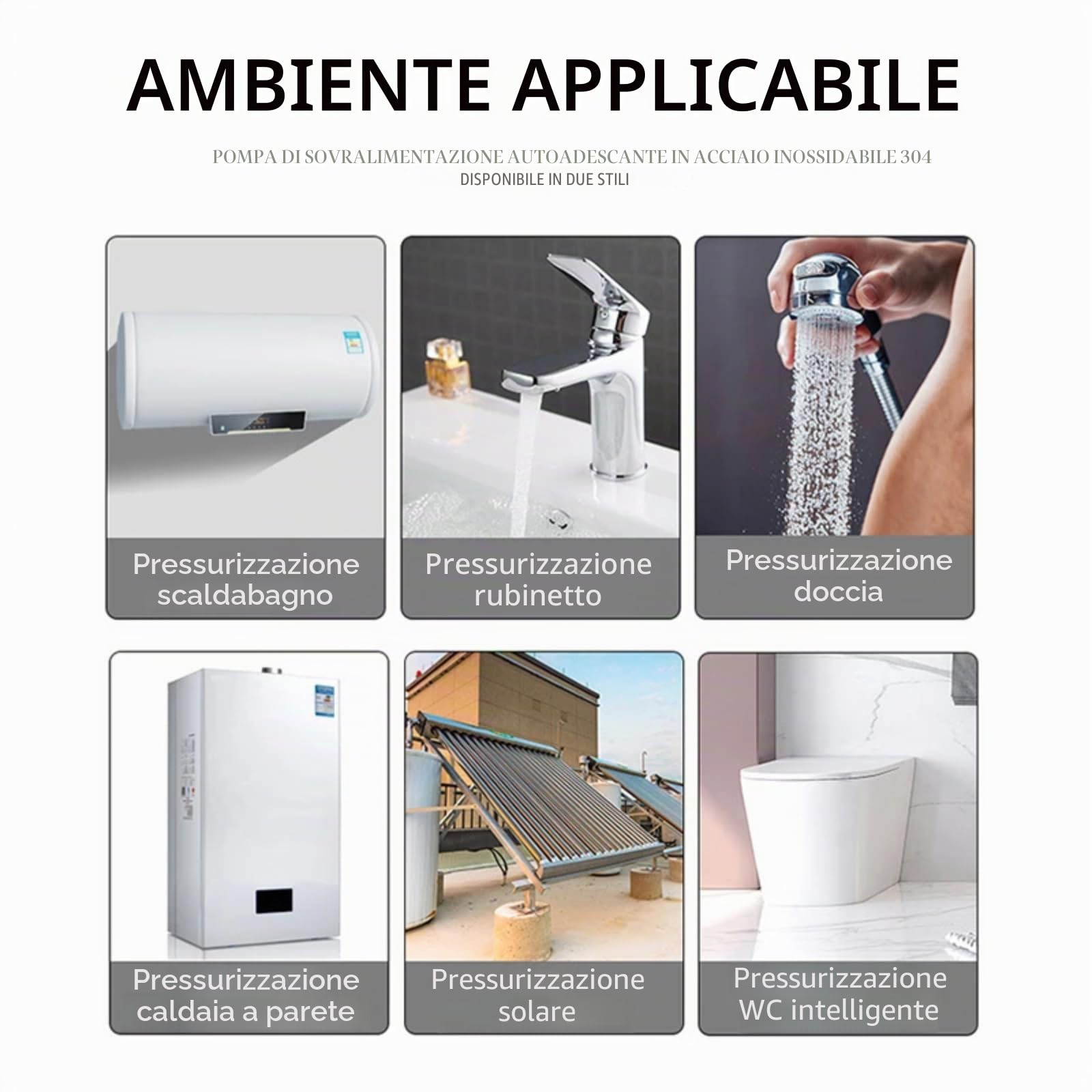 Pompa Booster Pressione Acqua Domestica, 100W 24V 25L Pompa di Aumento Pressione dell'Acqua silenziosa Completamente Automatica e con rilevamento Intelligente per Doccia Acqua Calda