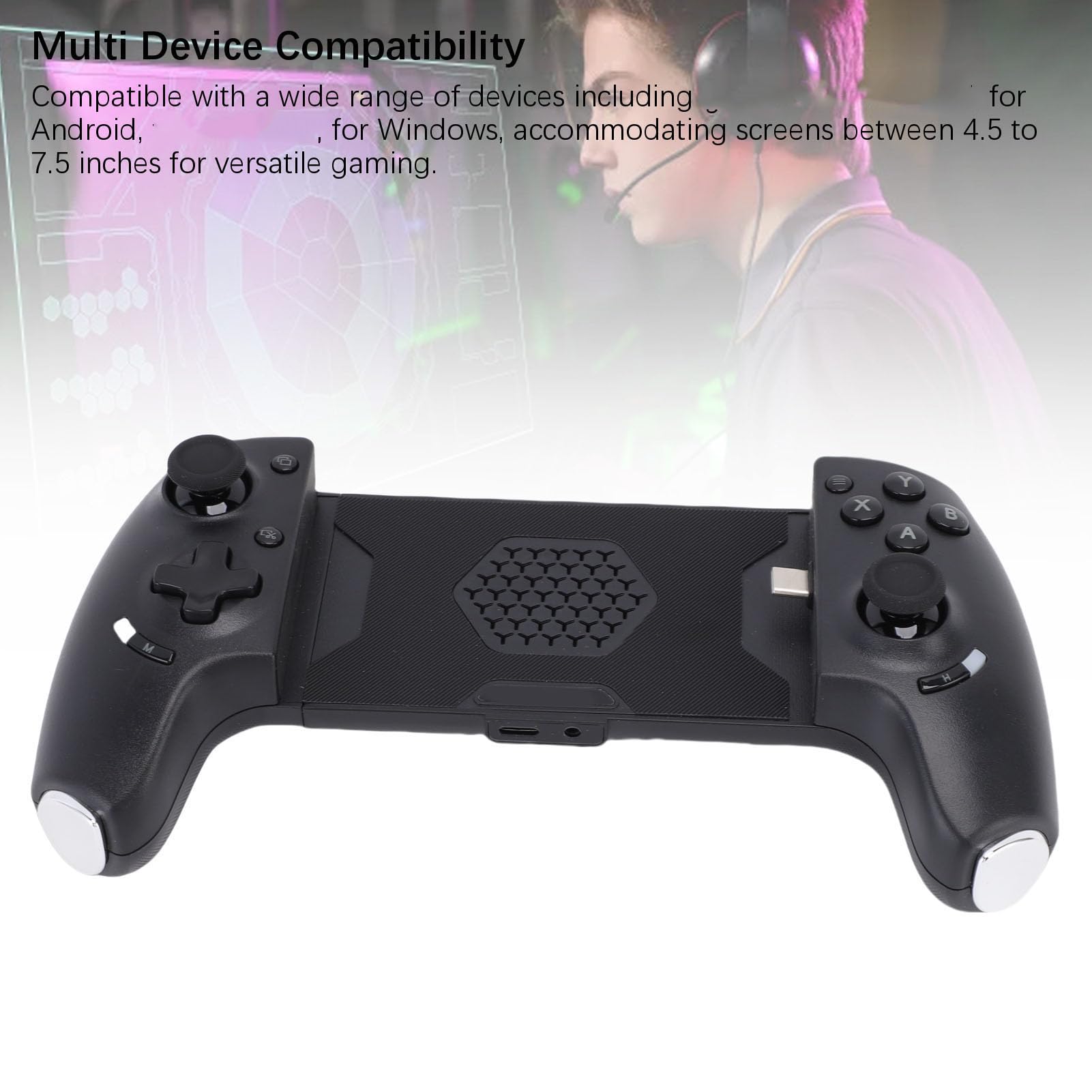 Fabater Zaawansowany Mobilny Pad do Gier Przewodowy Kontroler Bluetooth USB C z Konfigurowalnymi Przyciskami dla Systemu IOS 4,5–7,5 Cala