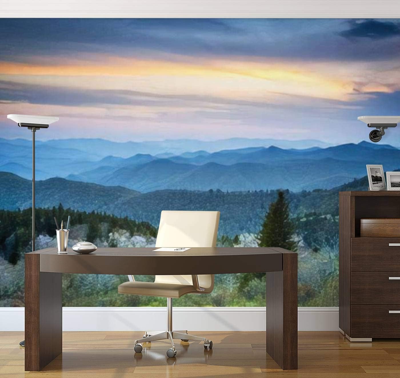 Modern 3D Scenic Blue Ridge Parkway Appalachians Smoky Mountains Spring Wallpaper Stick and Peel Wall Stickers Removable Wall Paper Mural for Living Room Bedroom TV Background