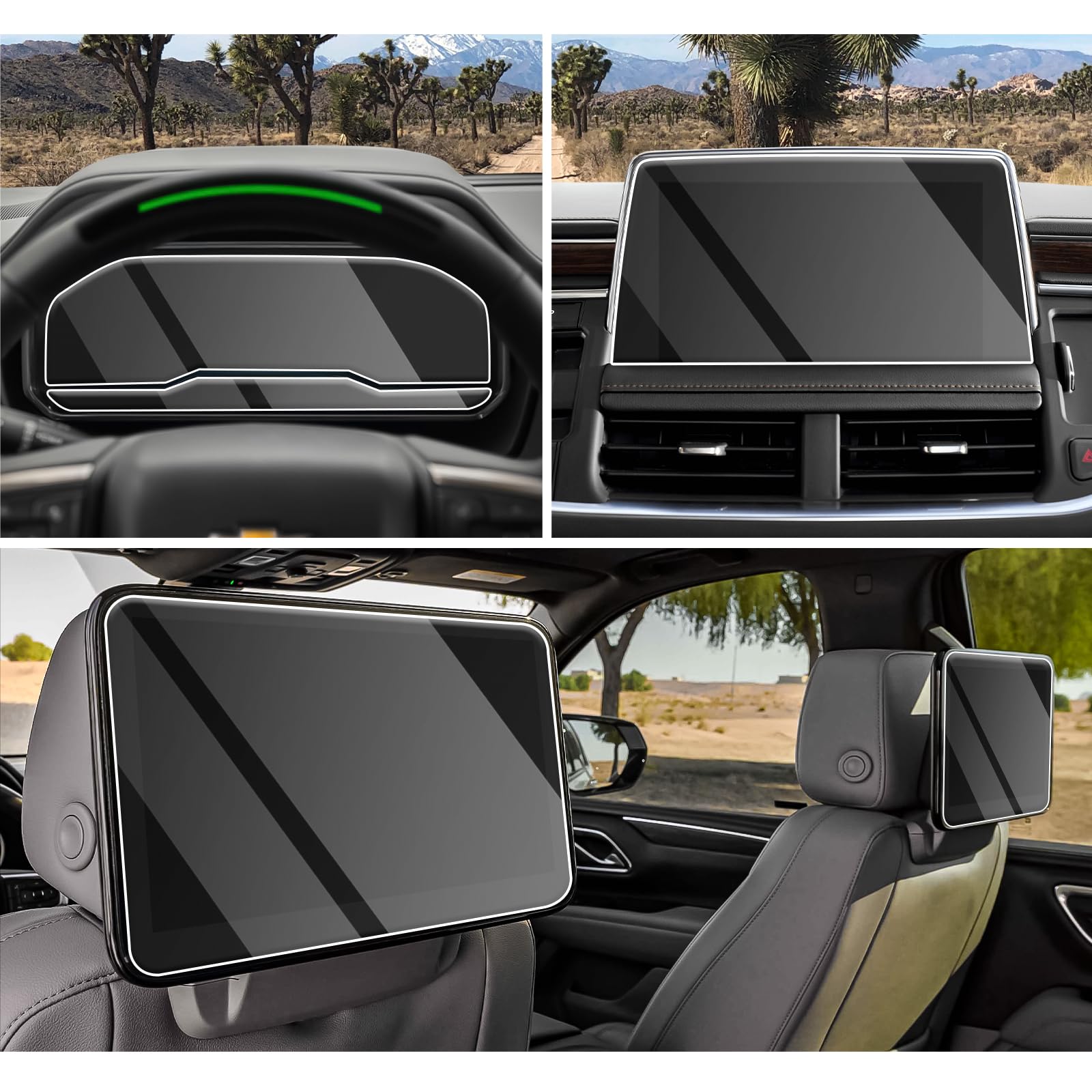 CDEFG for 2021 2022 2023 2024 Tahoe Suburban Yukon Screen Protector Compatible with 2021 2022 2023 2024 Chevy Tahoe Suburban GMC Yukon Tempered Glass Screen Protector Navigation Radio Touch Screen