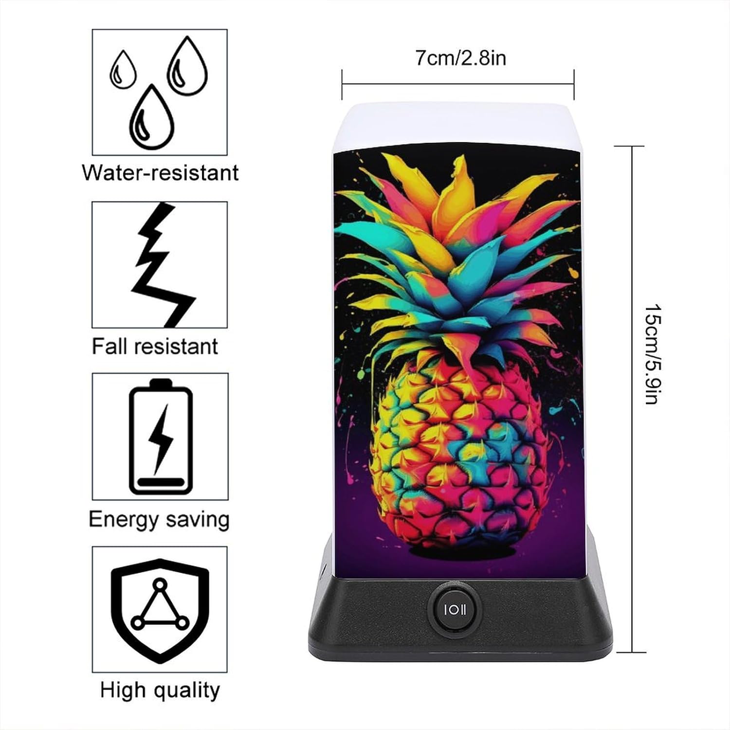 Desk Lamp for Office Home Dimmable Small Desk Lamp Colorful Pineapple Battery Operated Lamp for Reading Study Work