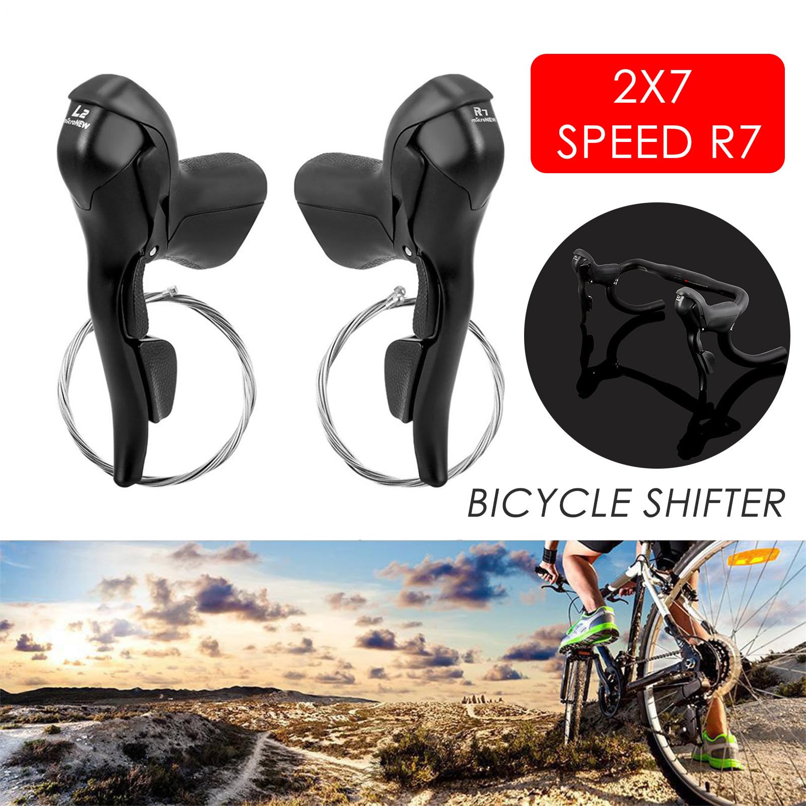 Manette de vitesse vélo, Levier frein pour 2 7 8 9 10 11 vitesses, Manettes route diamètre 0,93-0,95 pouces, noyaux variable frei