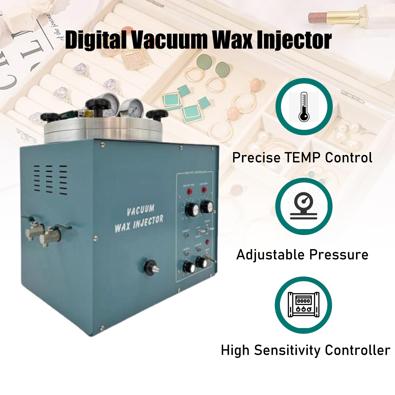 INTSUPERMAI 500W Vacuum Wax Injection Machine Digital Vacuum Wax Injector Wax Injection Machine Jewelry Casing Machine with 3KG Capacity for Jewelry Tools 110V