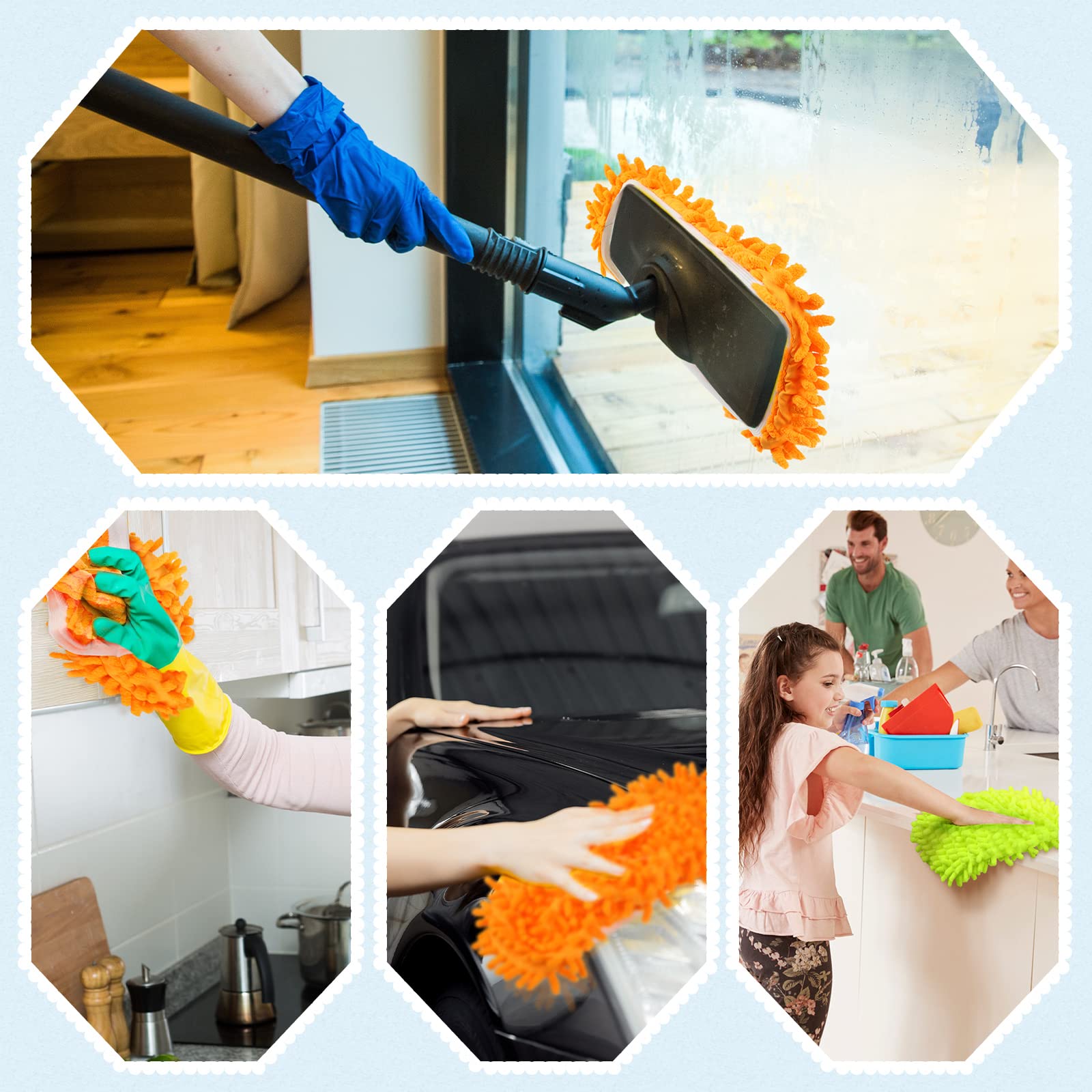 Lot de 40 paires de chaussons en microfibre réutilisables et lavables - Pour nettoyage du sol, maison, bureau, salle de bain, Bleu, rose, violet, orange, vert, Taille unique