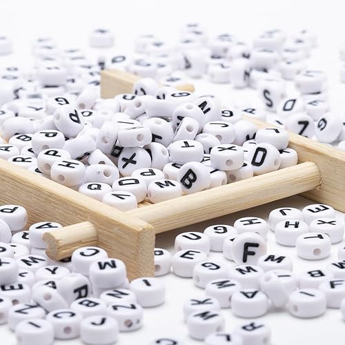 Vista 7 de 1000 piezas de cuentas de letras del alfabeto acrílico de 4x7mm, cuentas de letras del alfabeto acrílico redondas A-Z para hacer joyas, cuentas