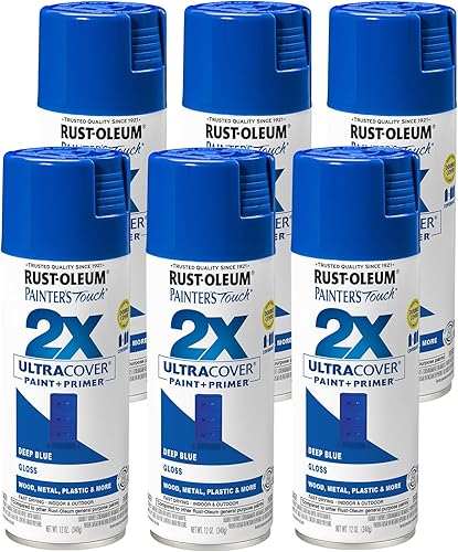 Rust-Oleum Painter's Touch 2X Ultra Cover 334032 - Pintura en aerosol, 12 onzas, color azul oscuro brillante, paquete de 6 unidades