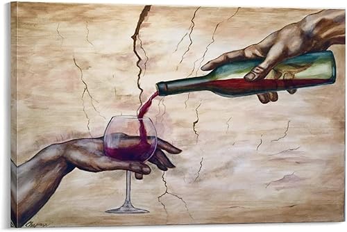 Póster de arte abstracto moderno nórdico con manos de copa de vino tinto, pintura en lienzo, decoración de sala de estar, cuadros e impresiones