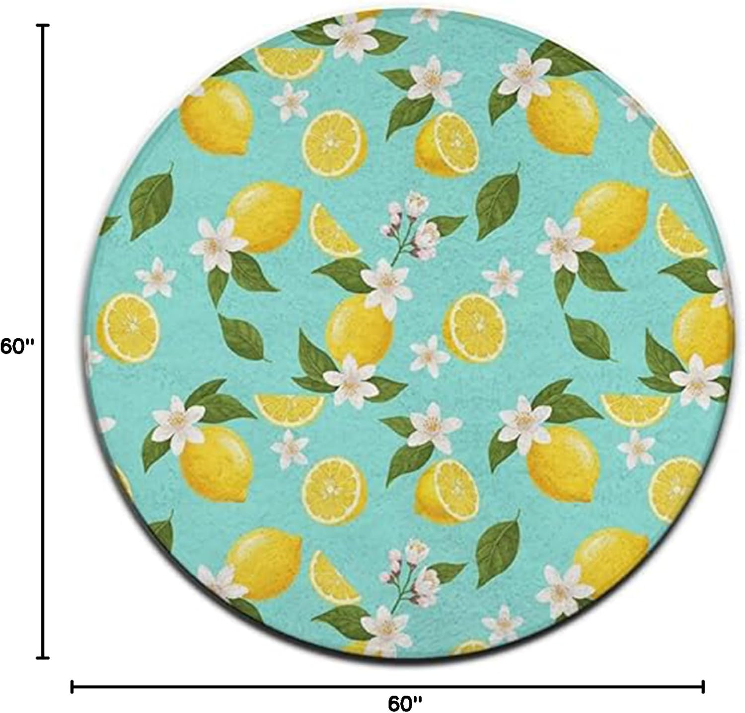 Water Absorbent Area Flannel Non-Slip Rugs Compatible with Lemon Tree Leaves Tropical Flowers Floral, Kitchen Bedroom Carpet Under Chair Desk, Multi Function Bathroom Water Absorbent Floor Mat