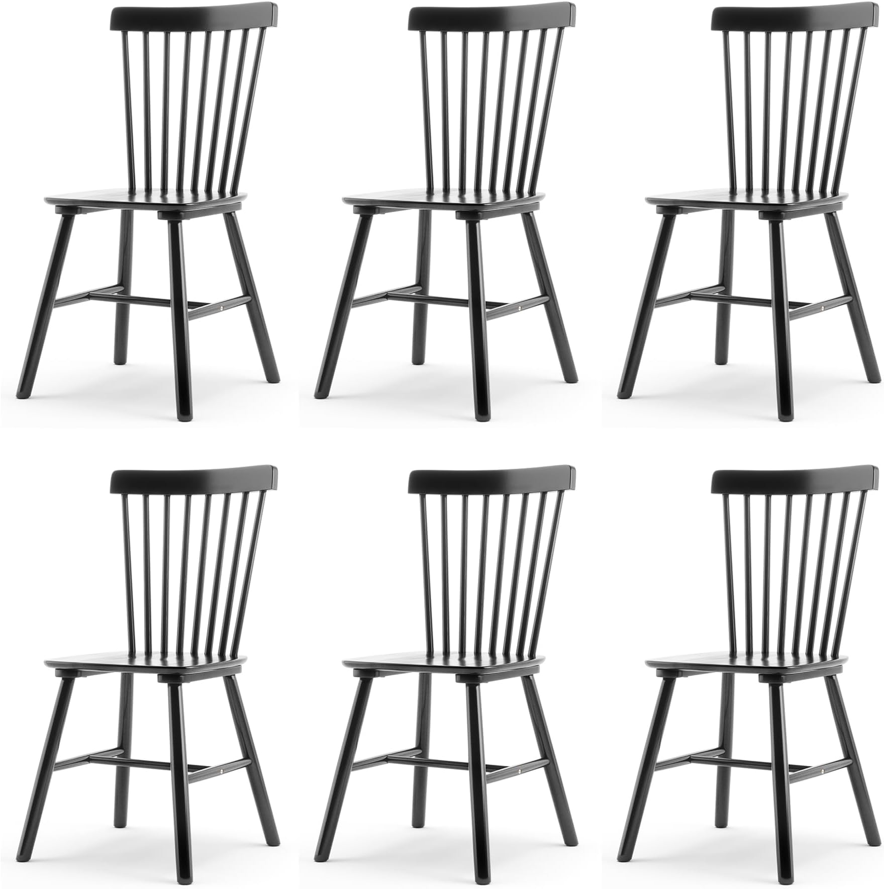 Safeplus 18" Oak Dining Chairs Set of 6, Wood Windsor