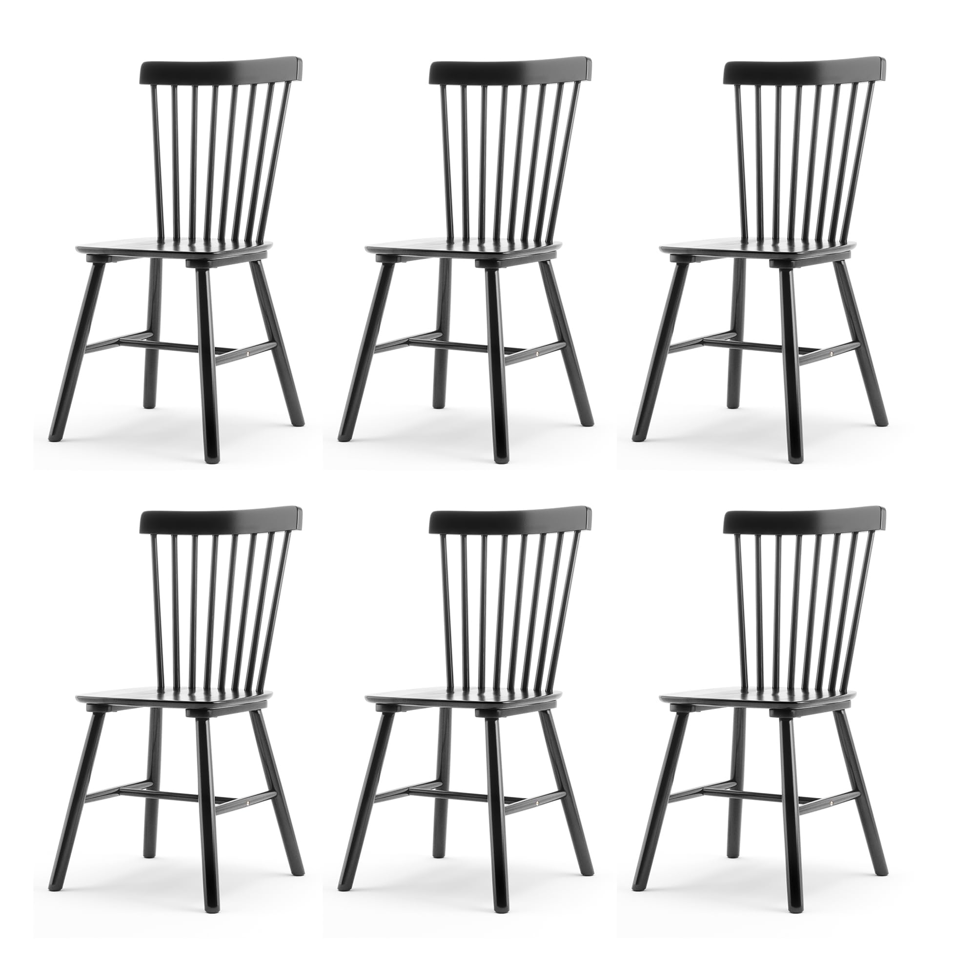 LUE BONA Windsor Dining Chair, Dining Chairs Set of 6, Spindle Back Wood Kitchen Chairs Wooden, Farmhouse Dining Chairs for Kitchen and Dining Room,