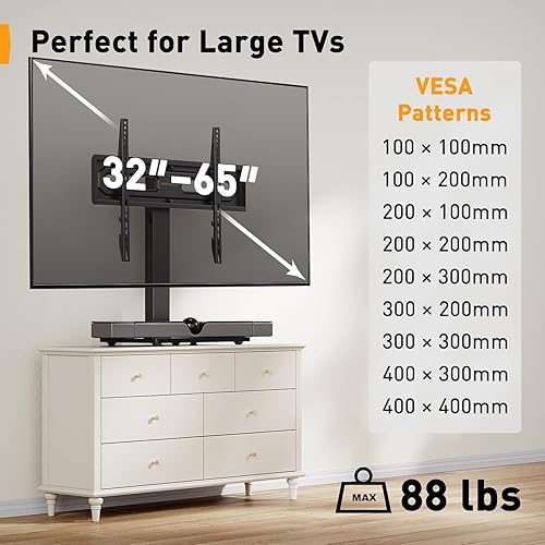 Miniatura 2 de Perlegear Soporte de mesa para TV, soporte giratorio universal para televisores LCD/LED/OLED de 32 a 60,65 pulgadas de hasta 88 libras con base